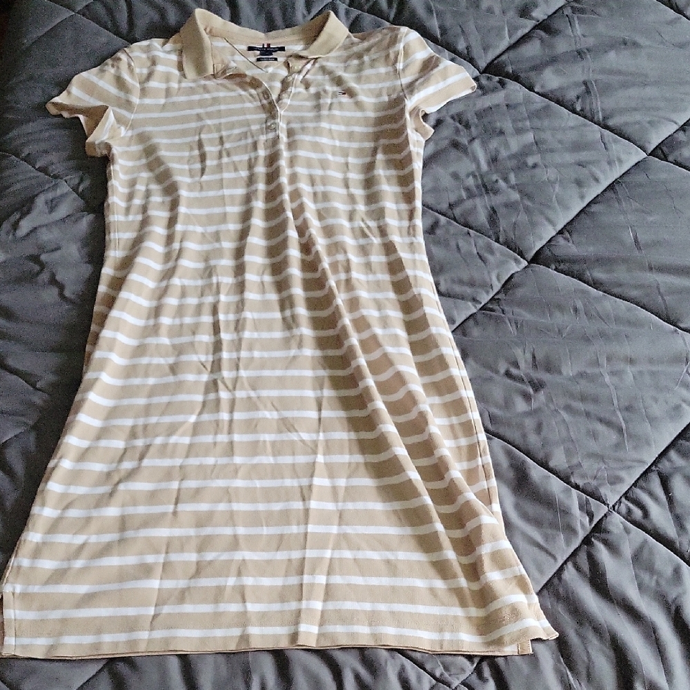 Tommy Hilfiger Beige Striped Polo Dress